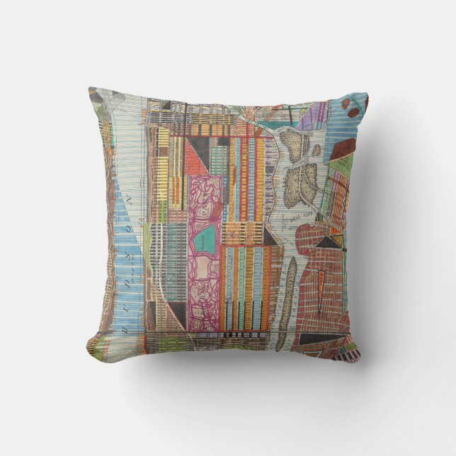 Modern Map of New York III Throw Pillow (Front)