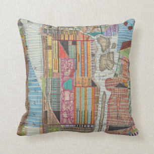 Modern Map of New York III Throw Pillow