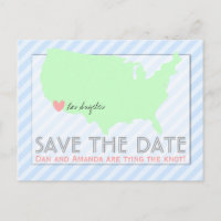 Modern Map Save the Date Postcard