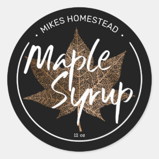 Modern Maple Syrup Label Copper Maple Leaf