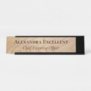Modern Maple Woodgrain Minimalist Custom Desk Name Plate
