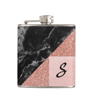 Modern Marble and Glitter Look Flask