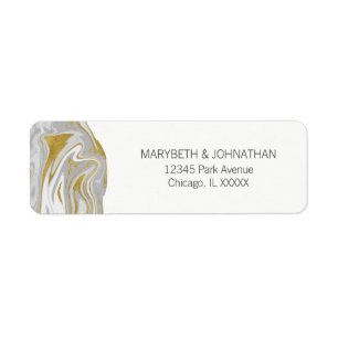 Modern Marble and Gold Wedding Address Label