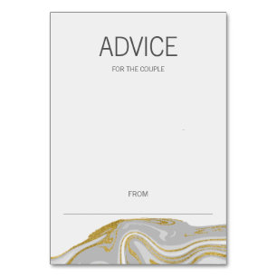 Modern Marble and Gold Wedding Advice Card