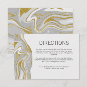 Modern Marble and Gold Wedding Directions Card