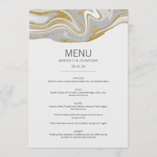 Modern Marble and Gold Wedding Menu Card