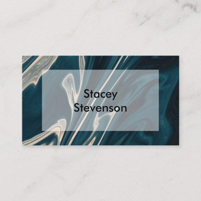 Modern Marble Aqua White Stylish Business Card (Front)