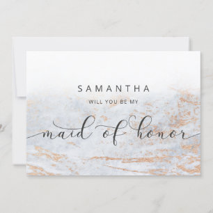 Modern Marble Blue Maid of Honour Proposal Card