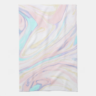 Modern Marble Blue Pink Gold Glitter  Kitchen Towel