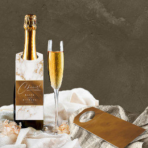 Modern Marble Cheers Gold ID816 Bottle Tag