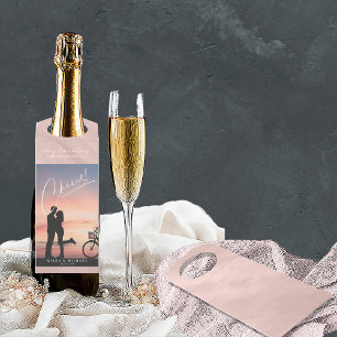Modern Marble Cheers Photo Rose Gold ID816 Bottle Tag