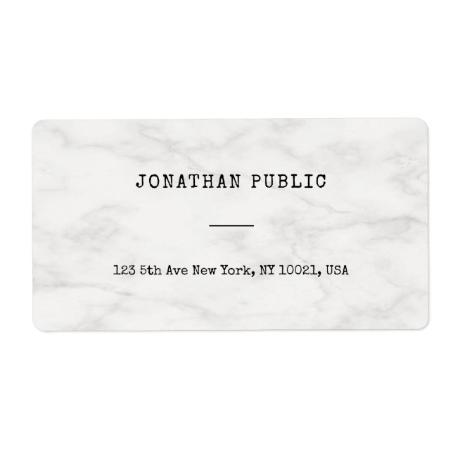 Modern Marble Clean Personalized Template Shipping (Front)