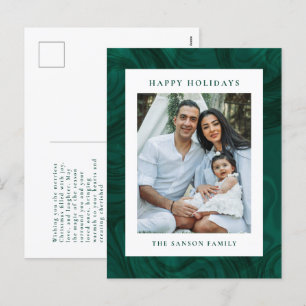 Modern Marble Dark Green Holiday Photo Card