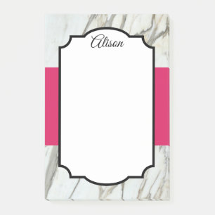 Modern marble design fuchsia black elegant post it post-it notes