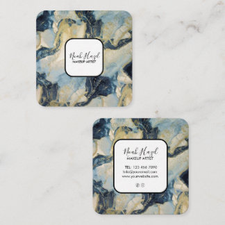 Modern marble elegant makeup artist square business card