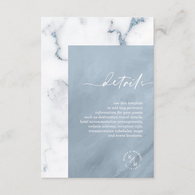Modern Marble Glitter Details Dusty Blue ID816 Enclosure Card (Front)