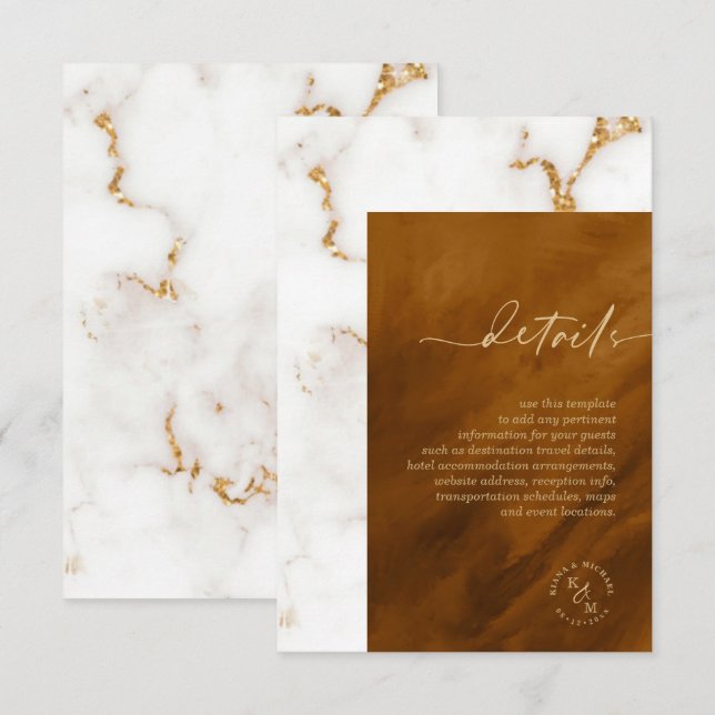 Modern Marble Glitter Details Gold ID816 Enclosure Card (Front/Back)