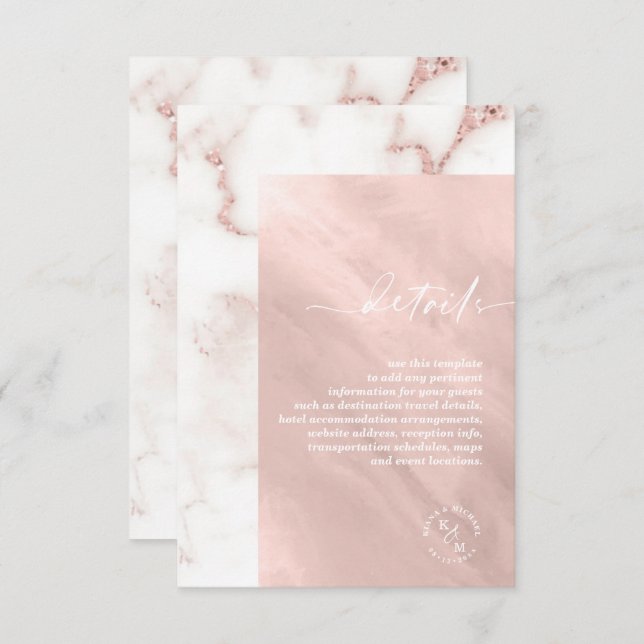 Modern Marble Glitter Details Rose Gold ID816 Enclosure Card (Front/Back)