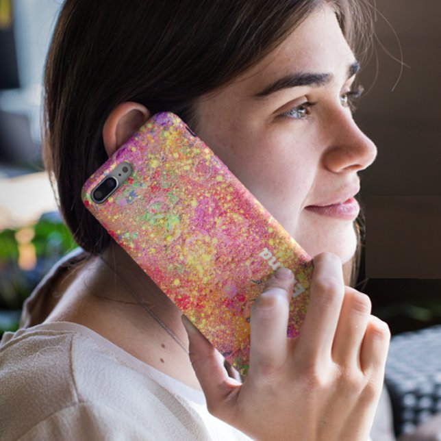 Modern Marble Glitter Sparkles Personalized Name Case-Mate iPhone Case (Creator Uploaded)
