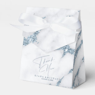 Modern Marble Glitter Thank You  Dusty Blue ID816 Favor Box