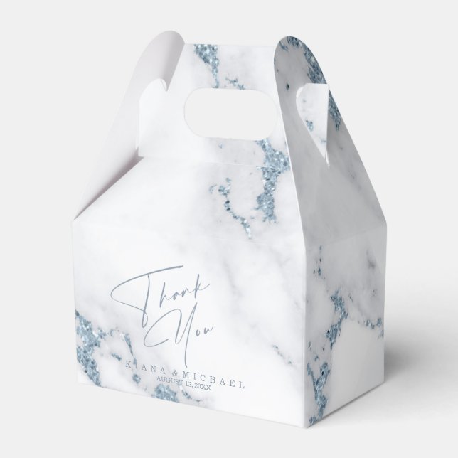 Modern Marble Glitter Thank You V2 Dusty Bl ID816 Favor Box (Front Side)