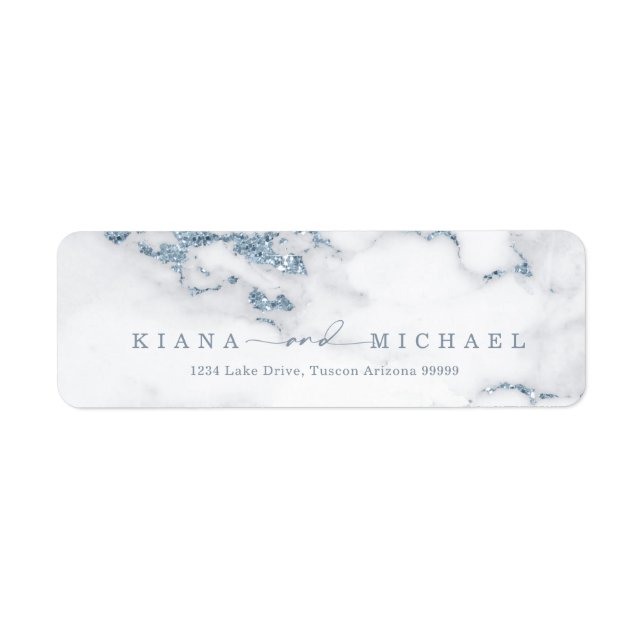 Modern Marble Glitter Wedding Dusty Blue ID816 (Front)