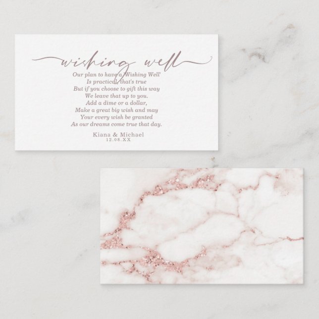 Modern Marble Glitter Wishing Well V1 Blush ID816 Enclosure Card (Front/Back)