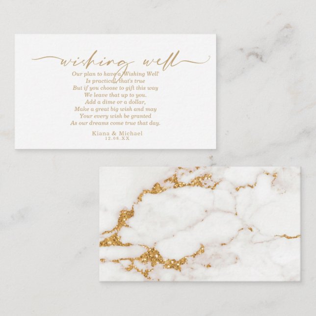 Modern Marble Glitter Wishing Well V1 Gold ID816 Enclosure Card (Front/Back)