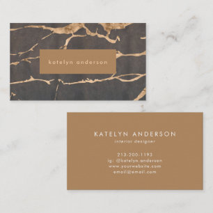 Modern Marble Gold Foil Gemstone Interior Designer Business Card