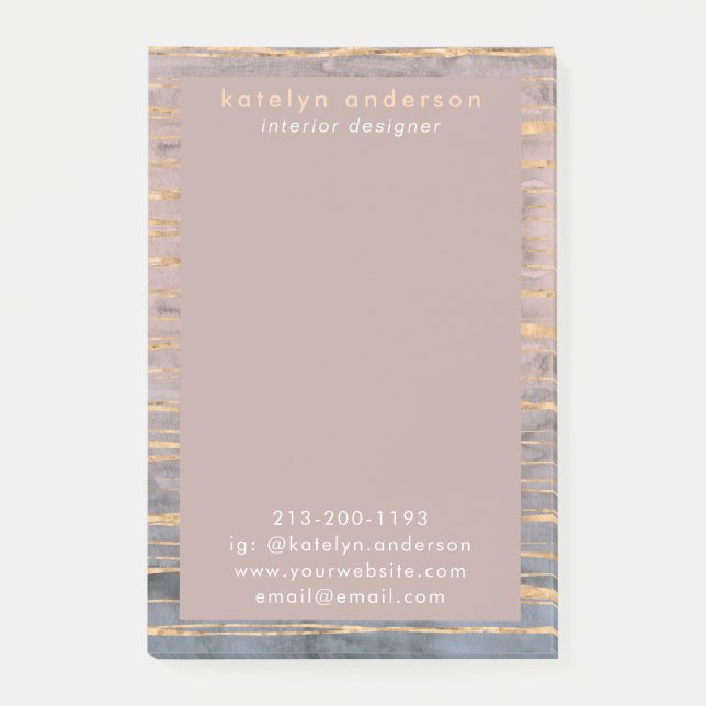 Modern Marble Gold Foil Gemstone Interior Designer Post-it Notes (Front)