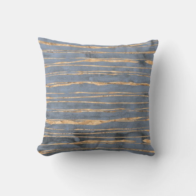 Modern Marble Gold Foil Gemstone Throw Pillow (Front)