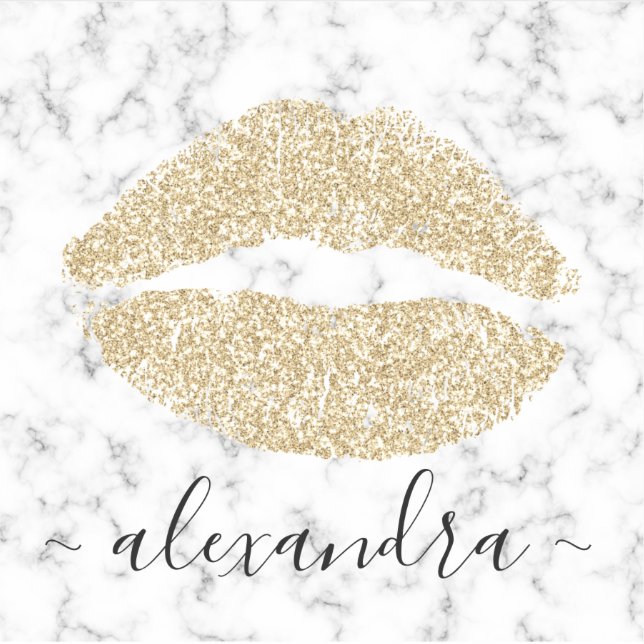 Modern marble gold glitter lips name (Front)