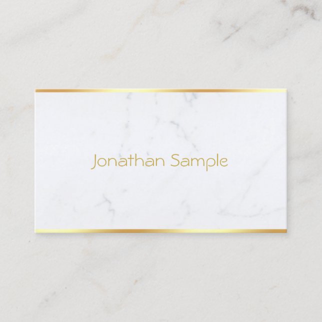 Modern Marble Gold Text Template Sophisticated Business Card (Front)