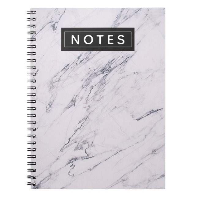 Modern Marble Grey White Black Chic Personalized Notebook (Front)