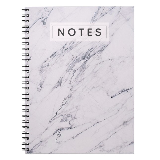 Modern Marble Grey White Elegant Chic Personalized Notebook (Front)