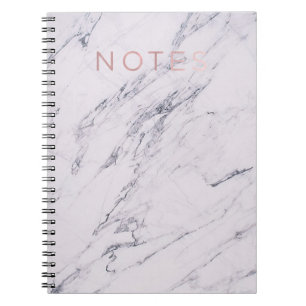 Modern Marble Grey White & Rose Gold Pink Notes Notebook