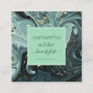 Modern Marble Hair Stylist  Square Business Card
