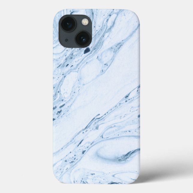 Modern marble look swirls in white light blue-grey Case-Mate iPhone case (Back)