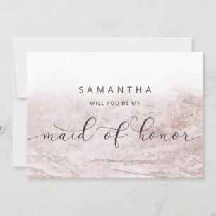 Modern Marble Mauve Maid of Honour Proposal Card