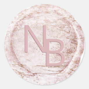Modern Marble Mauve Monogrammed Wax Seal Sticker
