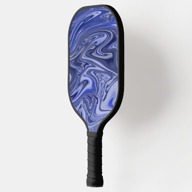 Modern Marble Monogram Pickleball Paddle (Left)