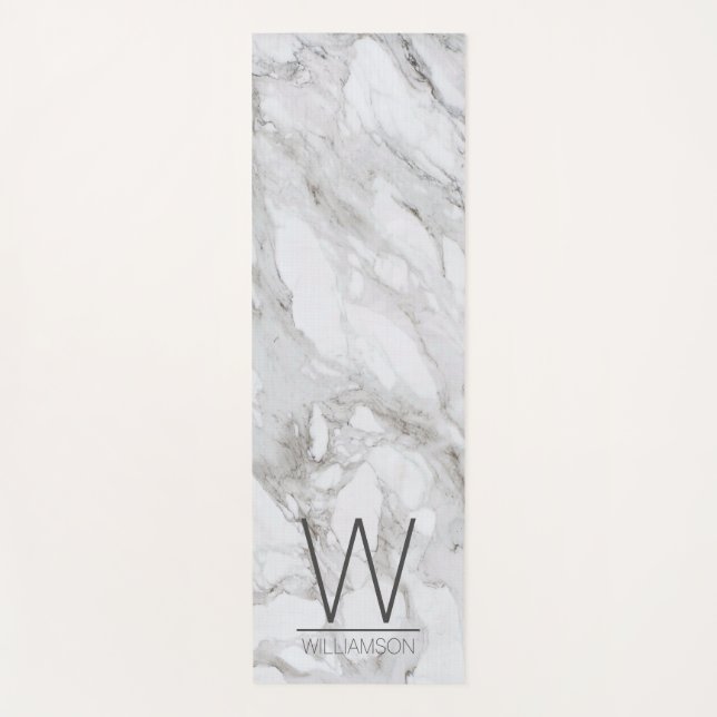 Modern Marble Monogrammed gym Yoga Mat (Front)
