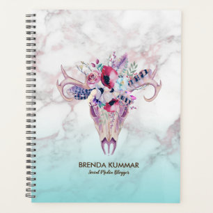 Modern Marble Ombre & Floral Boho Skull Planner