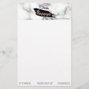 Modern Marble Paint Stroke Glitter Name Stationery