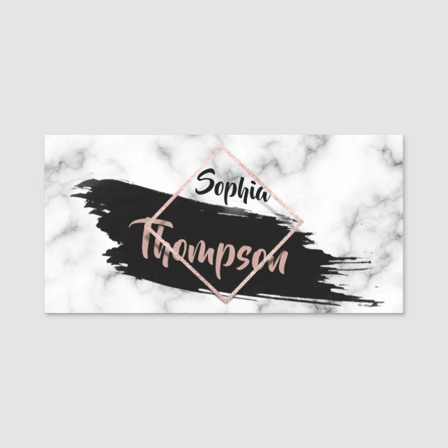 Modern Marble Paint Stroke Name Tag (Front)