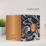 Modern marble pattern black copper monogrammed mini binder<br><div class="desc">Trendy modern glamourous marbled brush strokes abstract pattern in blush rose gold faux glitter and black with gold foil like making an elegant mini binder with a faux metallic copper monogrammed geometric circle. Suitable for a makeup artist | wedding planner | hairstylist | fashion stylist | home interior decorator |...</div>