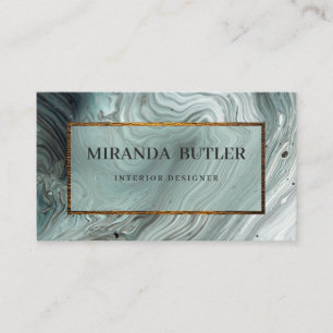 Modern Marble Personalized Personal Golden Frame B Business Card