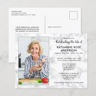 Modern Marble Photo Celebration Of Life Funeral Invitation Postcard