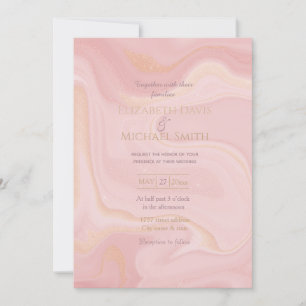Modern Marble Pink Gold Glitter Background Invitation