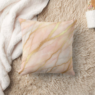 Modern Marble Pink + Gold Luxury Throw Pillow
